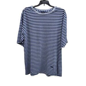 Daniel Cremieux Men's Blue Navy Stripe Basic Short‎ Sleeve Casual Tee USA Size L